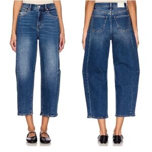 Pistola Eli Barrel Leg Cropped Dark Wash Jeans - 26